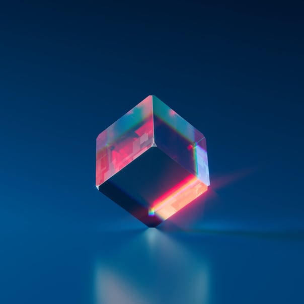 a cube with light reflected